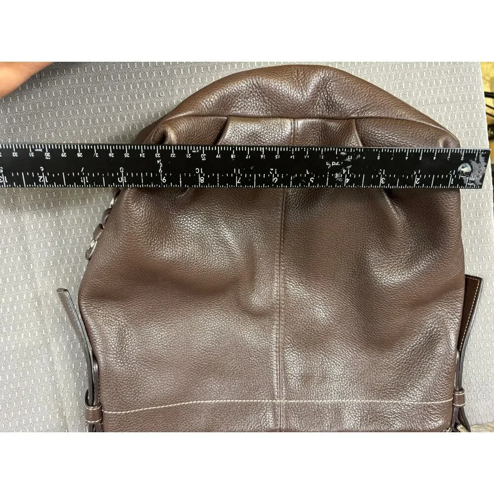 Coach Shoulder Bag Womens Large Brown Leather Zip Hobo Adjustable Purse